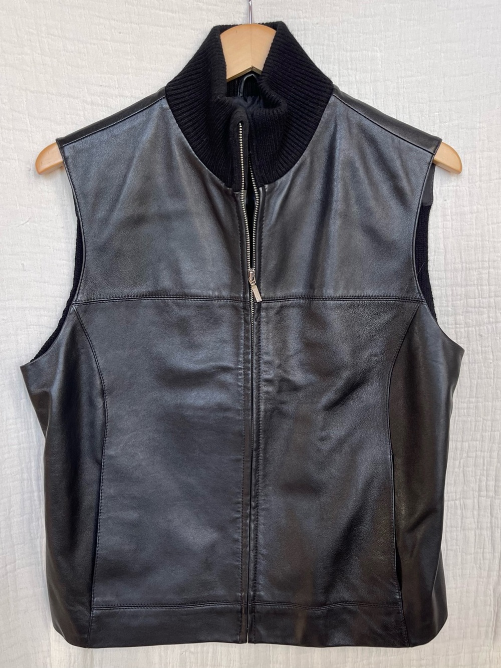 Vintage Casual Corner Annex Women's Black Genuine Leather Zip Up Vest Size M